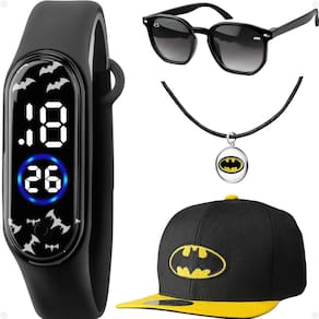 Relógio Prova D`água Digital Infantil + Colar Silicone Óculos Proteção UV Esportivo Boné Criança
