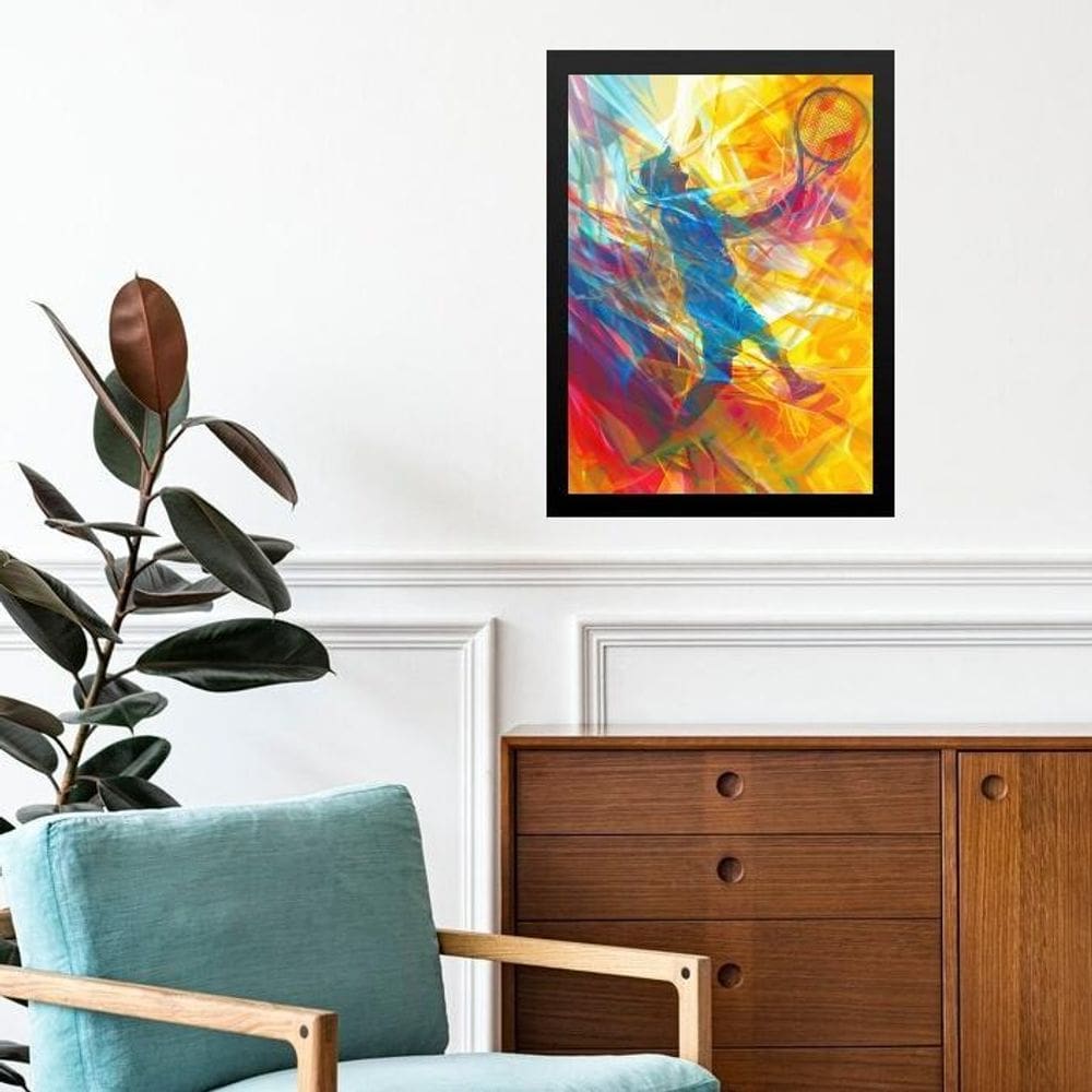 Quadro Decorativo Abstrato Jogador De Tênis 45X34Cm