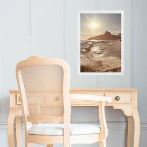 Quadro Praia Rio De Janeiro Bege Dourado 24X18Cm - Com Vidro