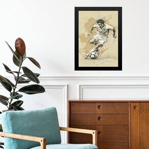 Quadro Arte Minimalista Jogador De Futebol 45X34Cm - Vidro