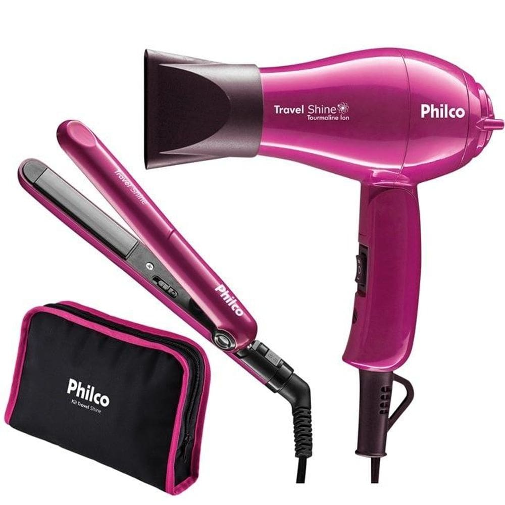 Kit Travel Shine Philco, com Secador de Cabelo e Chapinha