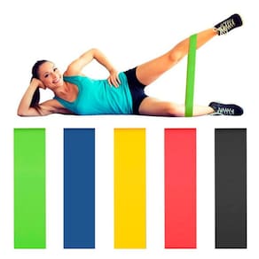 Kit Faixa Elástica 5 Unidades Exercícios Casa Fisioterapia