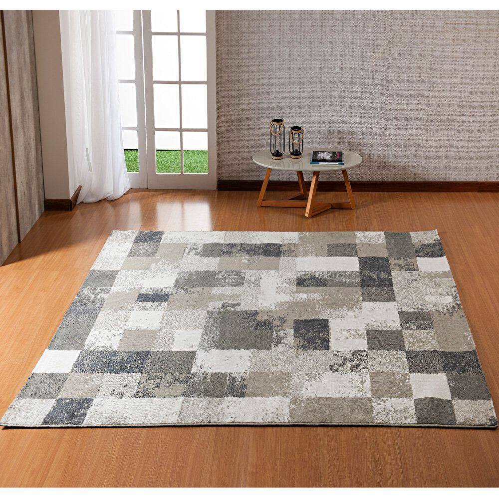 Tapete Egípcio De Pelo Baixo - Cinza 005 - 150x200cm