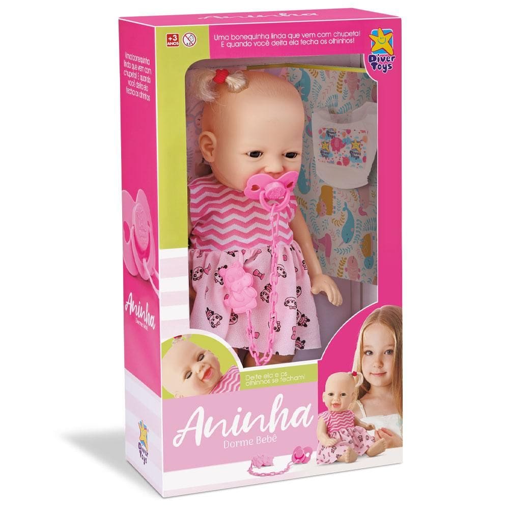 Boneca Aninha Dorme Bebê Divertoys 8164