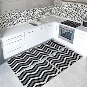 Tapete Cozinha 3 Peças Jacquard Antiderrapante Kiev Preto