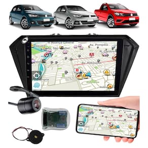 Multimídia 2 Din 9" Polegadas Gol Voyage Saveiro G7 G8 2017 Em Diante + Câmera de Ré + Interface Comando de Volante