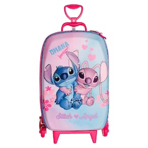 Mala Infantil Escolar Stitch e Angel 3D com Rodas Triplas 3857DM24 - Diplomata