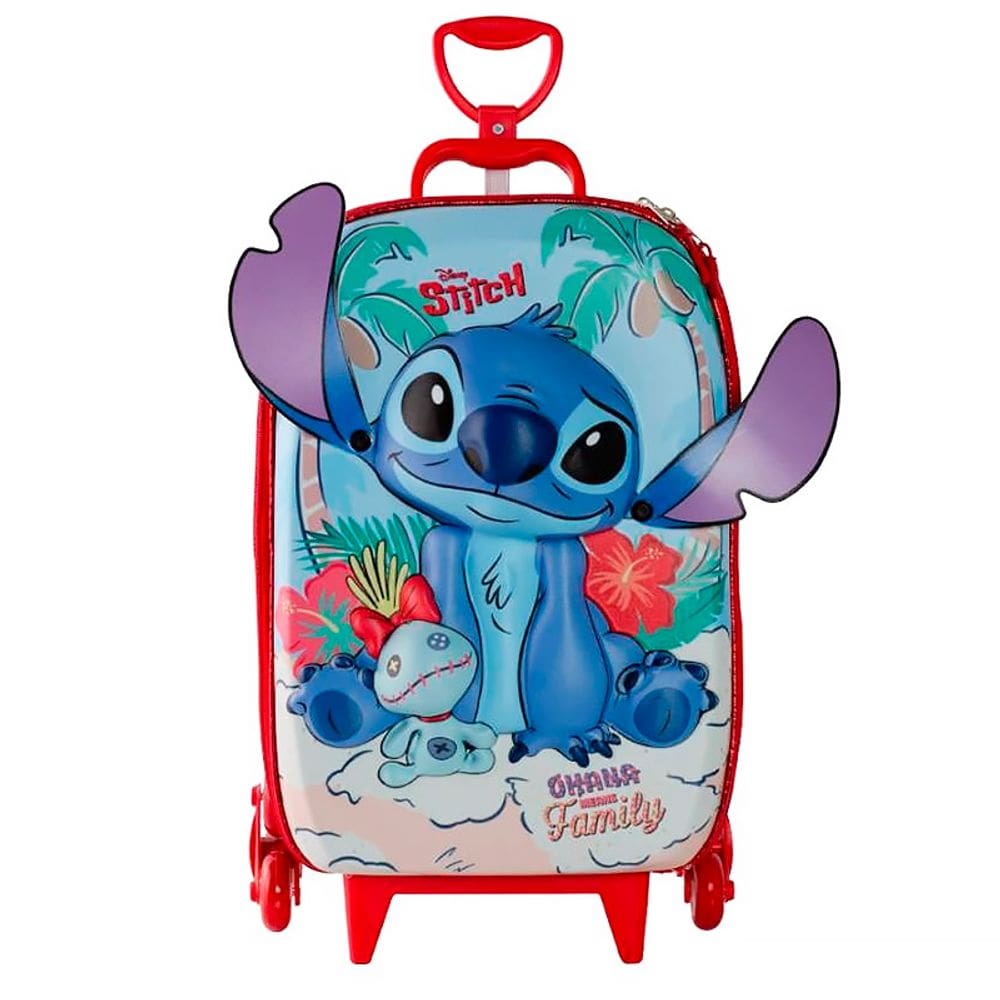 Mala Infantil Escolar Stitch Praia 3D com Rodas Triplas 3857AM24 - Diplomata