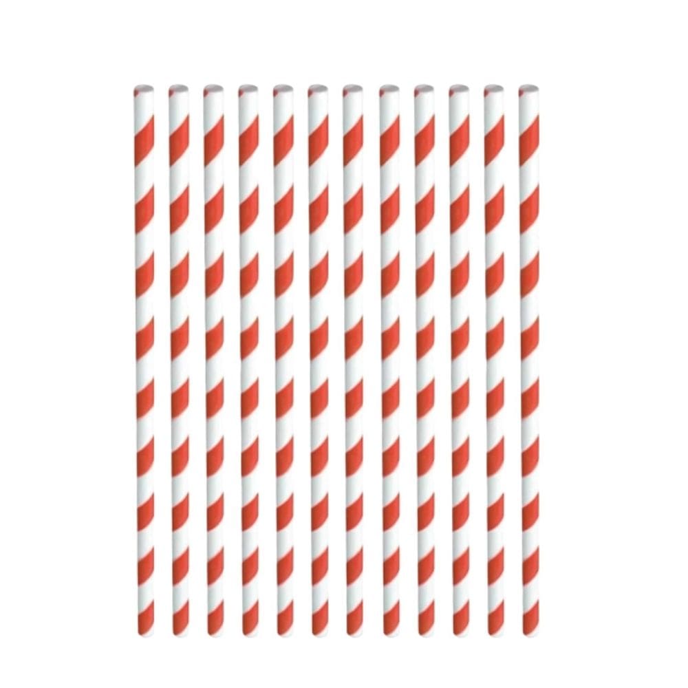Canudo De Papel Listrado Vermelho Art Lille 12un
