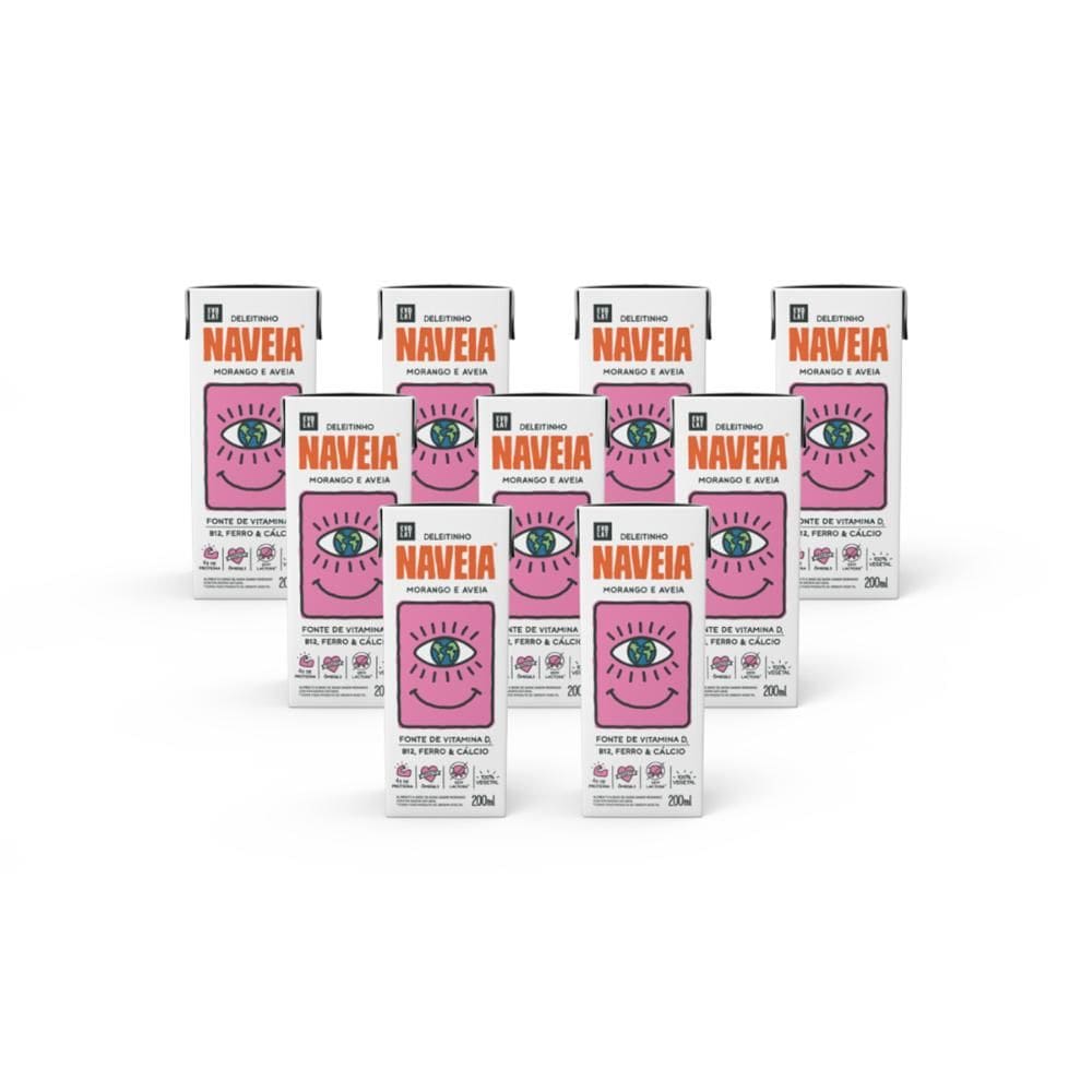 Kit 9x Bebida Vegetal Naveia Deleitinho Morango 200ml