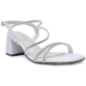 Sandália Via Marte Salto Bloco Strass Feminina - Branco