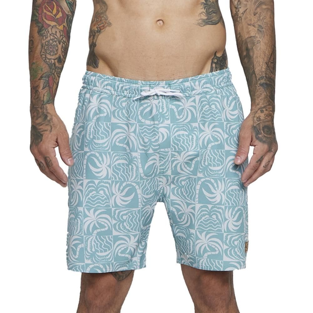 Bermuda RVCA Exotica Elastic 18&quot; SM25 Masculina Multi Cores