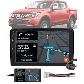 Multimídia 2 Din 9" Polegadas L200 Triton 2019 em Diante + Câmera de Ré + Moldura + Chicote