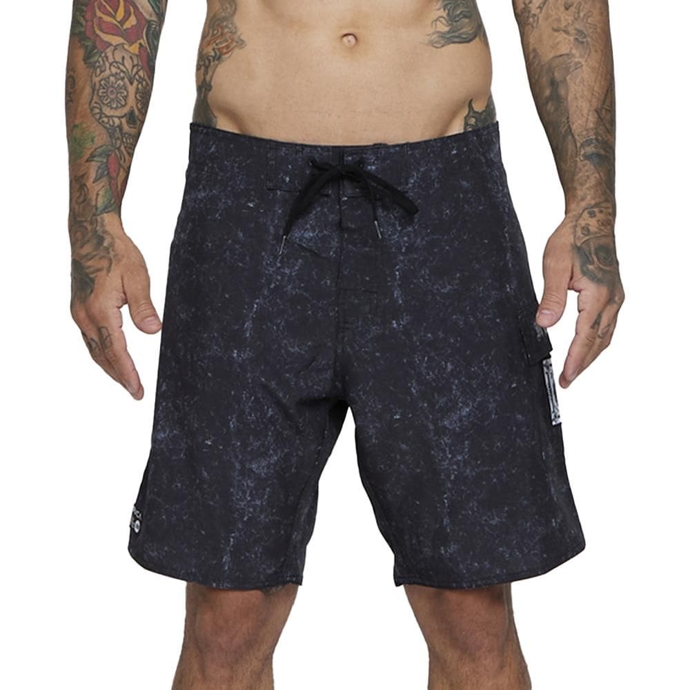 Bermuda RVCA Benj Skull 18" SM25 Masculina Preto