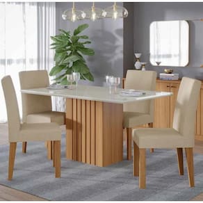 Conjunto Sala de Jantar Mesa Ana 130cm 4 cadeiras Maia Cimol