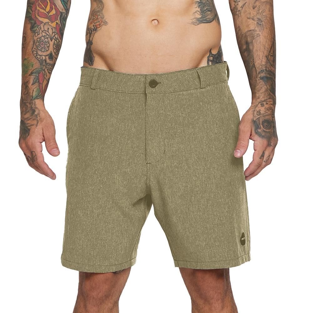 Bermuda RVCA Hybrid Khaki Melange S25 Masculina Caqui Mescla
