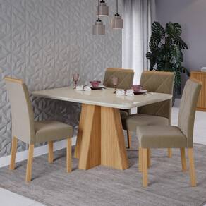 Conjunto Sala de Jantar Mesa Maite 130cm 4 cadeiras Fernanda Cimol