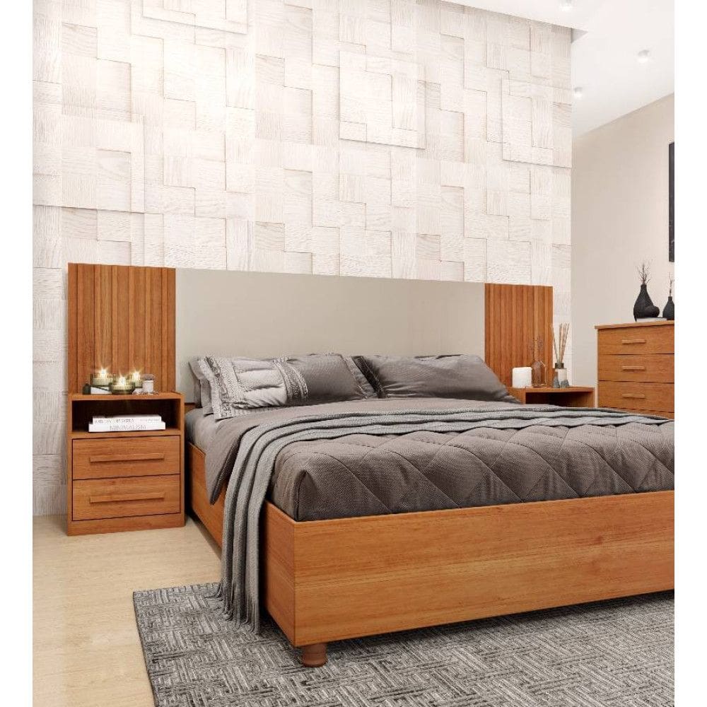 Painel Box Casal Barcelona - Tcil Móveis- Cinamomo/Off White