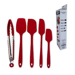 Conjunto De Utensílios De Cozinha Em Silicone Unyhome 5 Peças, Vermelho