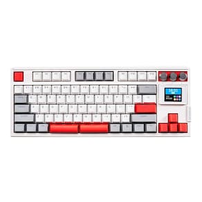 Teclado Gamer Mecanico Skyloong Gk87 Pro Grey White Red, Switch Ktt Red, 3 Modos, Rgb, Hot Swap, 4000Mah, Branco