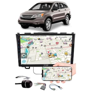 Multimídia 9" Polegadas Honda CRV 2008 à 2011 Espelhamento USB Bluetooth + Moldura Painel + Chicotes + Câmera de Ré