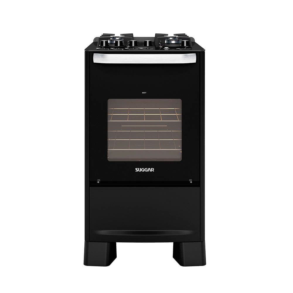 Fogão de Piso Mesa de Vidro Suggar Best Glass FGVBG410PT 4 Bocas Preto Bivolt