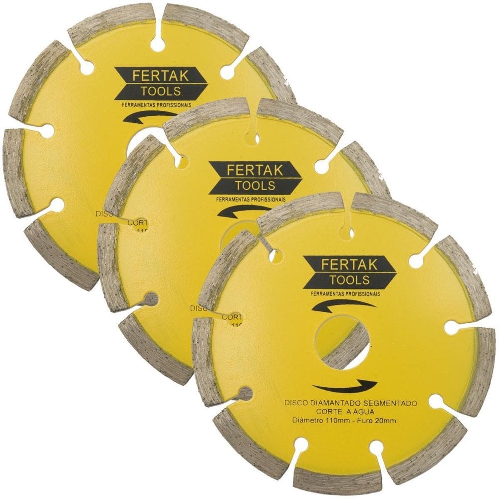 Disco De Corte Diamantado Segmentado 110X20Mm Kit 03 Un