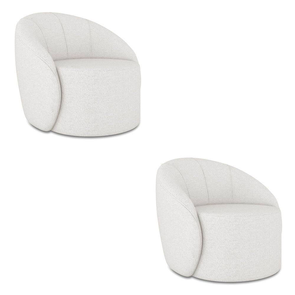 Poltrona Decorativa Orgânica Giratória Kit 2 Lua Linho Cinza D03 - D`Rossi