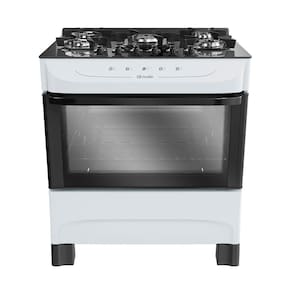 Fogão 5 Bocas a Gás Mueller MFV5BB Mesa de Vidro e Acendimento Automático Branco Bivolt