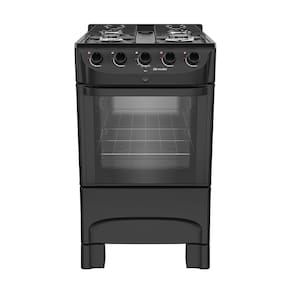 Fogão 4 Bocas a Gás Mueller MFI4BC Mesa de Aço Esmaltado e Acendimento Automático Preto Bivolt