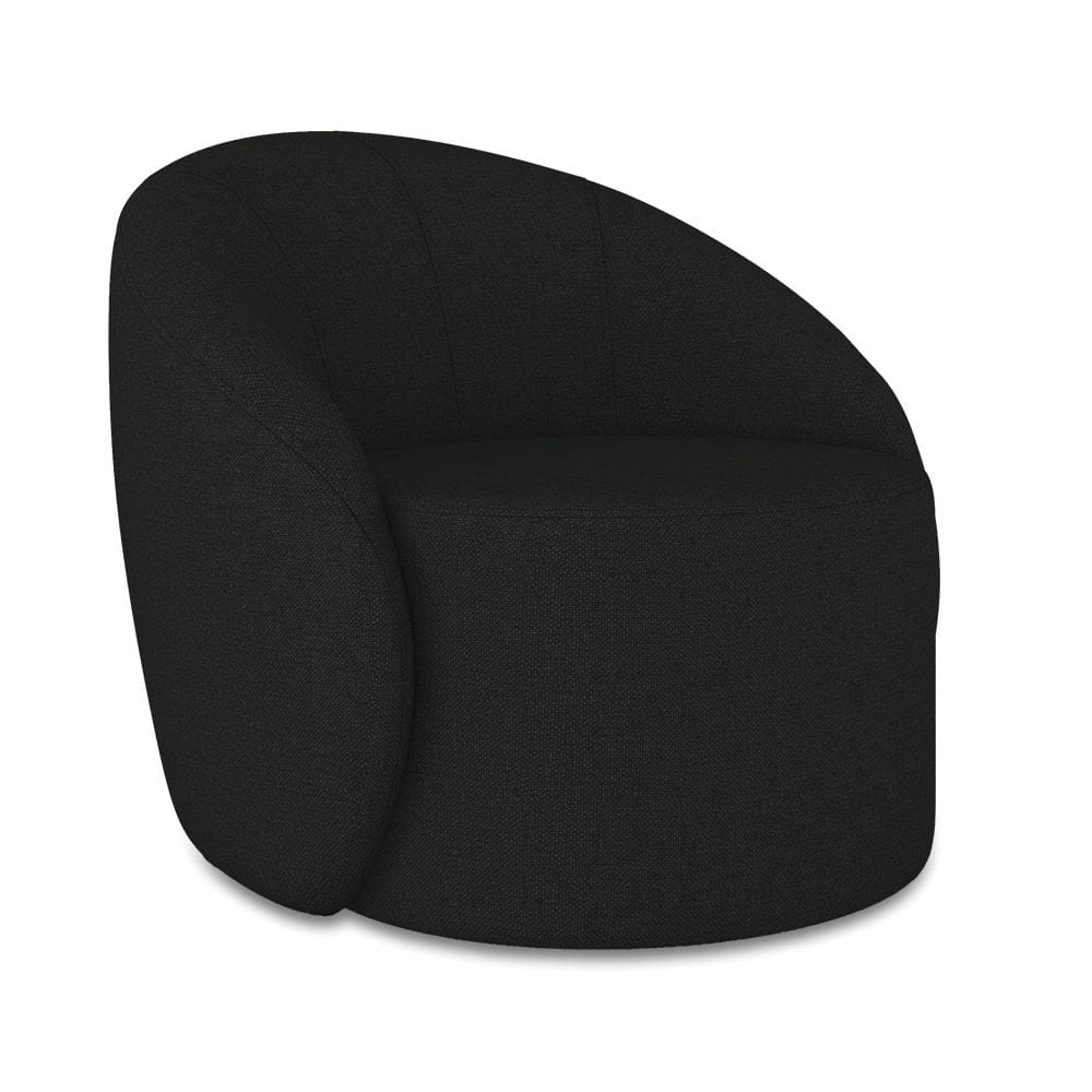 Poltrona Decorativa Orgânica Giratória Lua Linho Preto D03 - D`Rossi