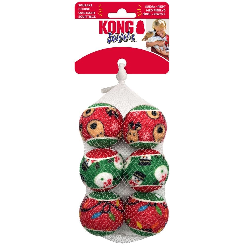 Brinquedo Kong Holiday Squeakair Balls Pack 6 Para Cachorro Médio