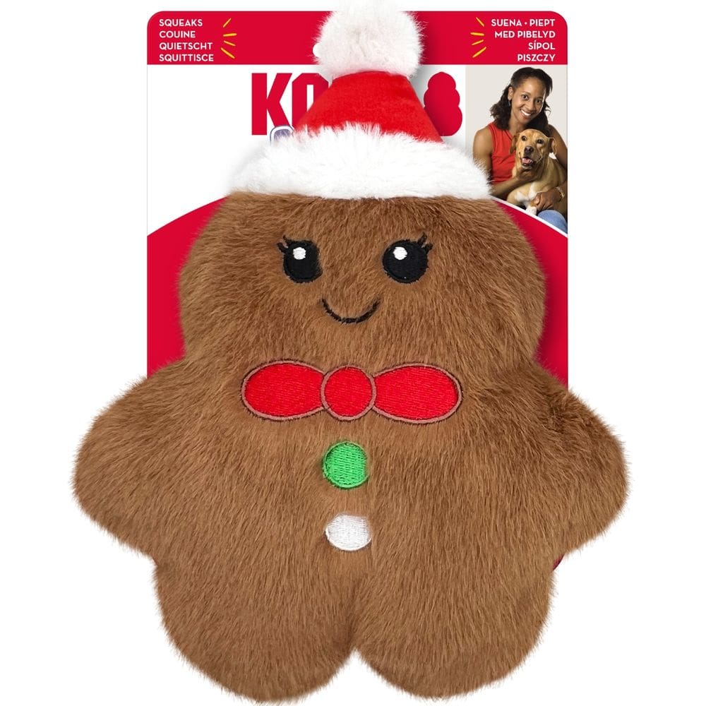 Pelúcia Kong Holiday Snuzzles Gingerbread Brinquedo Com Apito Para Cachorro Médio - Biscoito