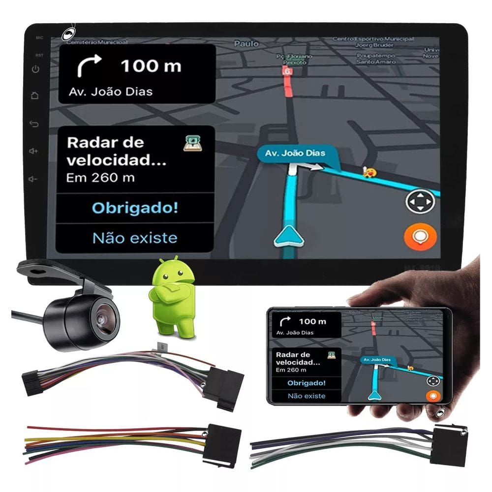 Multimídia H-Tech 2 Din Android HT-9925CA 10" Polegadas Espelhamento GPS Bluetooth USB + Câmera de Ré