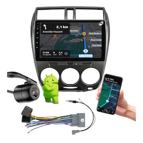 Multimidia 10" City 2008 a 2014 Ar Analógico Android Auto CarPlay + Câmera de Ré