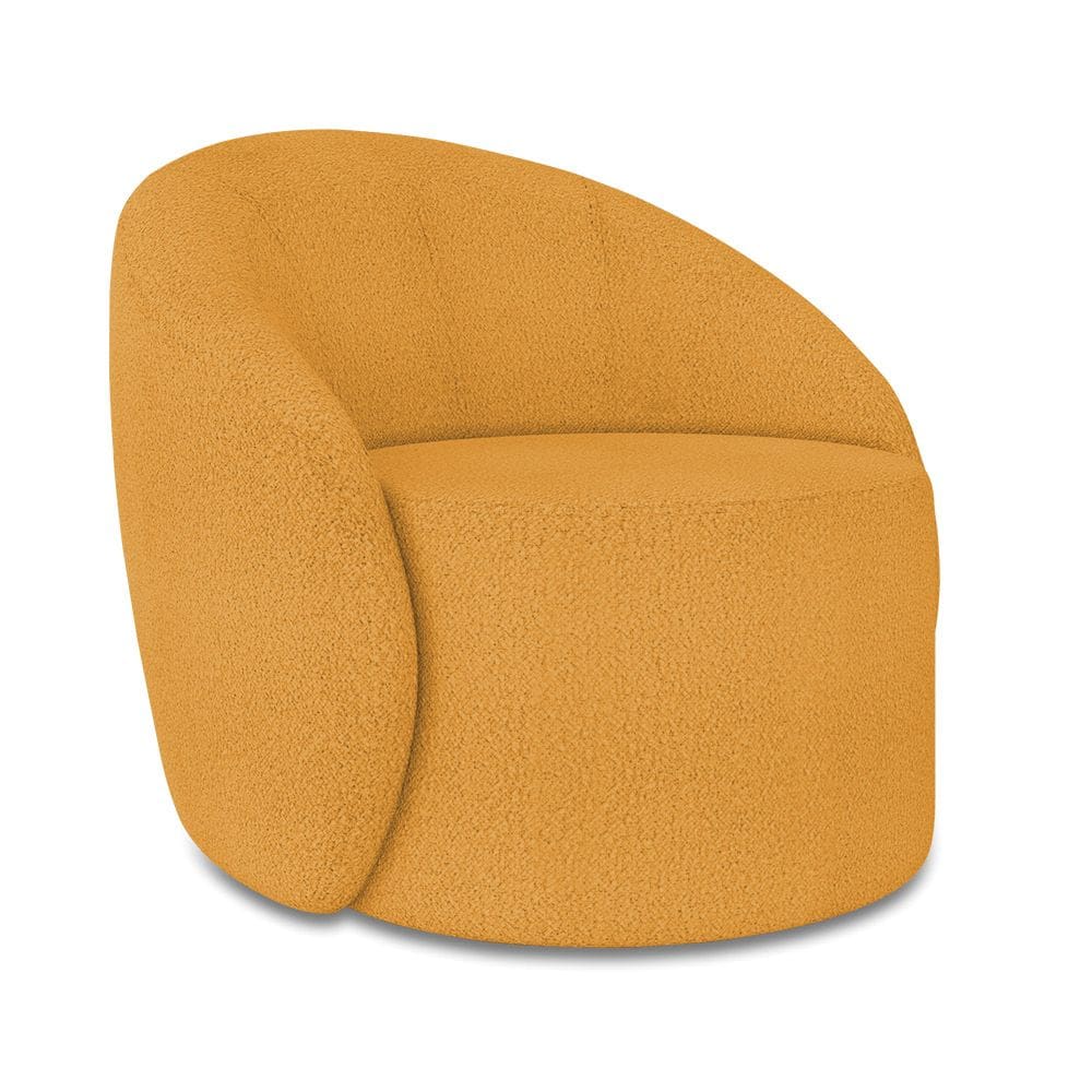 Poltrona Decorativa Orgânica Giratória Lua Bouclê Mostarda D03 - D`Rossi