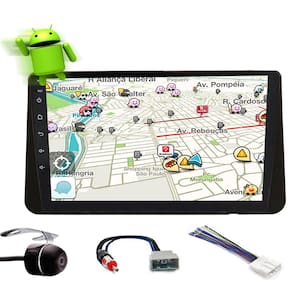 Multimídia 10" Polegadas Kicks Android Espelhamento GPS Bluetooth USB + Câmera de Ré + Chicote + Adaptador de Antena