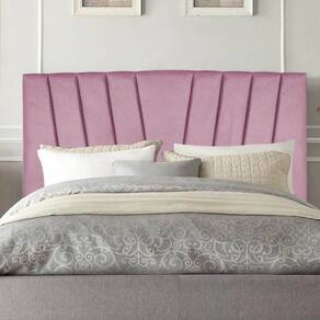 Cabeceira Estofada Casal Belgica 140cm Linho Com Frames Rosa
