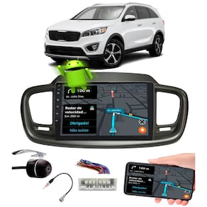 Multimídia 10" Polegadas KIA Sorento 2015 em Diante Android Espelhamento GPS Bluetooth USB + Câmera de Ré + Chicote + Adaptador de Antena