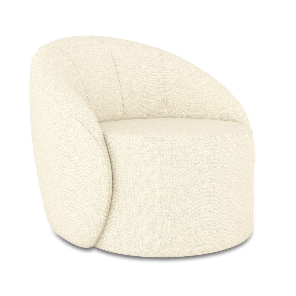 Poltrona Decorativa Orgânica Giratória Lua Linho Bege D03 - D`Rossi