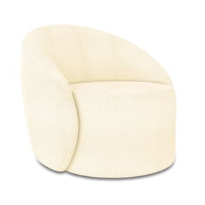 Poltrona Decorativa Orgânica Giratória Lua Bouclê Bege D03 - D`Rossi
