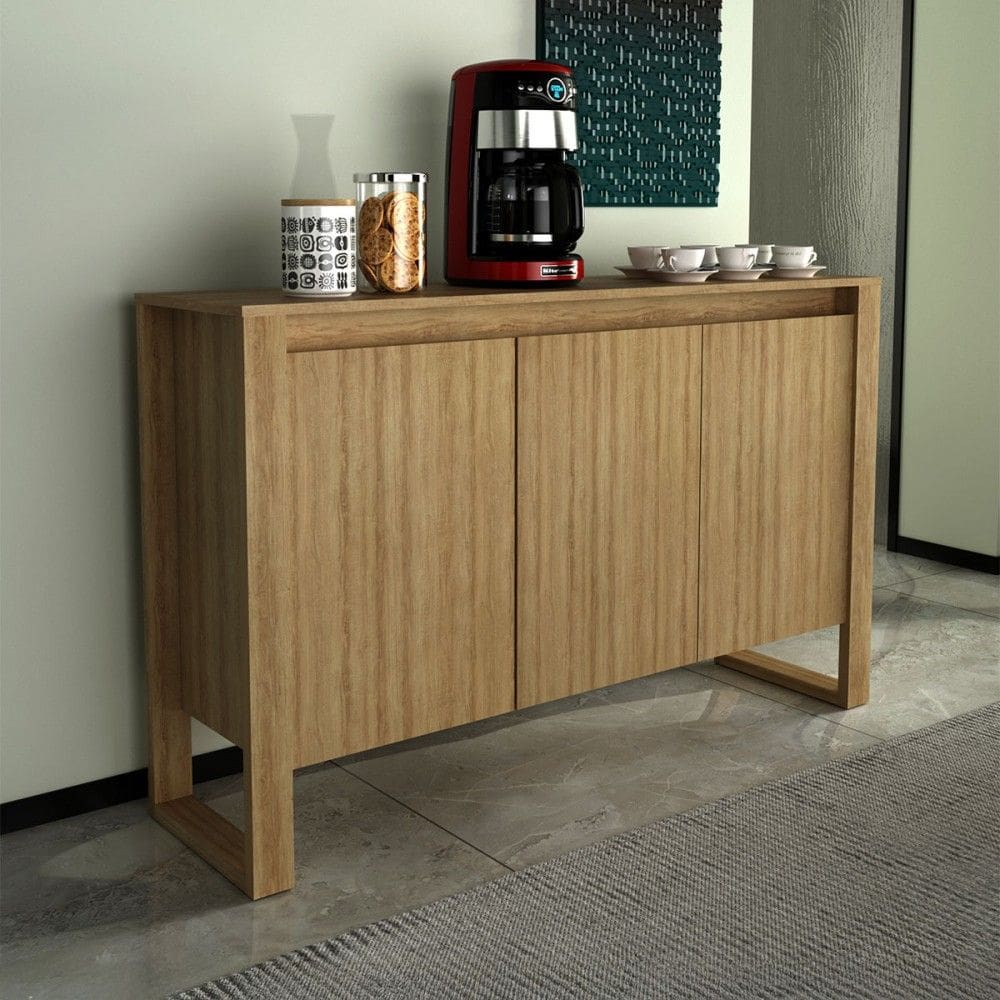 Armário para Escritório Horizontal 3 Portas Me4147 Amêndoa- Tecno Mobili