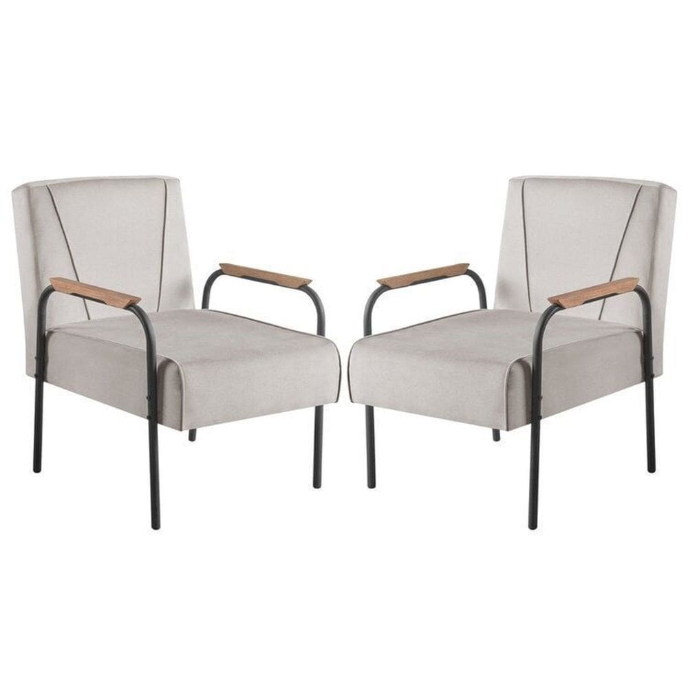 Kit 2 Poltronas para Sala de Estar Apolo Estilo Contemporâneo Bege