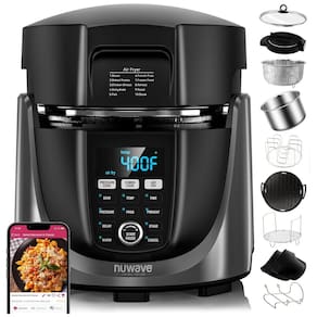 Fritadeira Elétrica Air Fryer e Panela de Pressão 540 em 1, 5,6L com 3 Tampas Removíveis, Tecnologia de Segurança Sure-Lock e 10