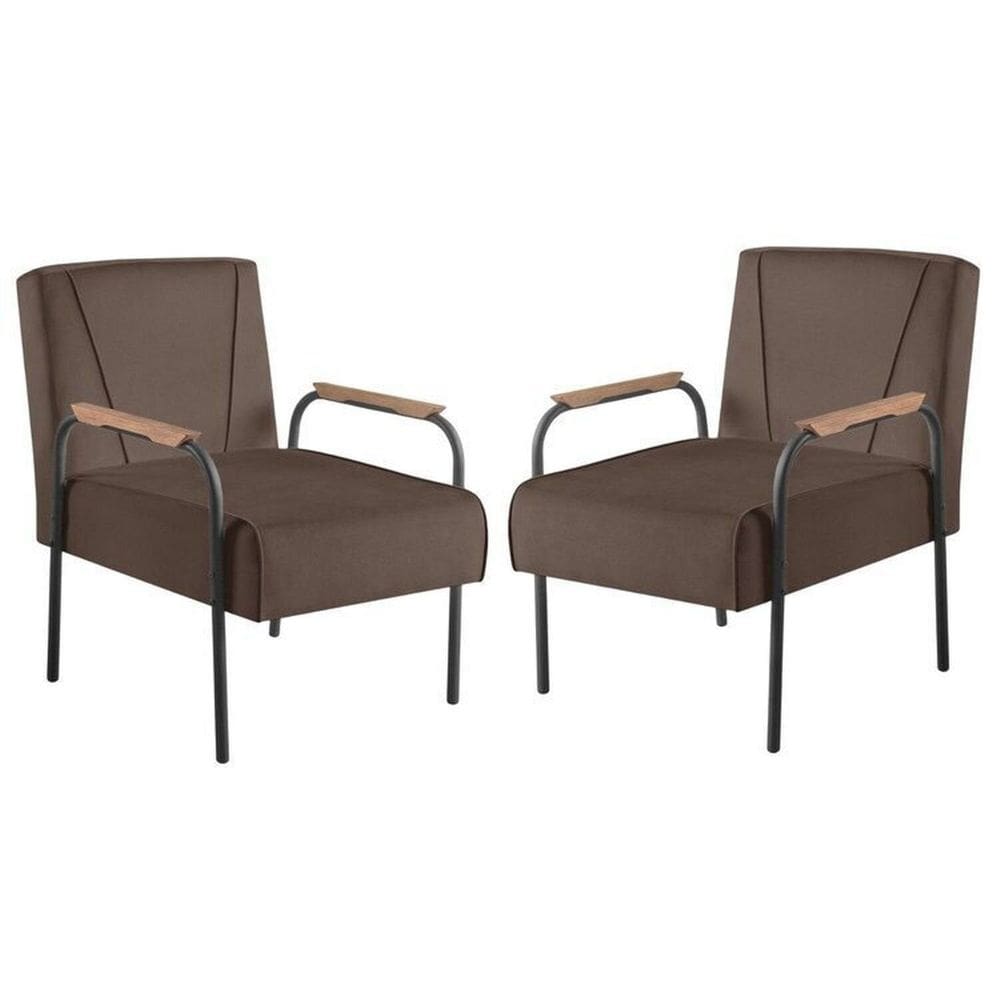 Kit 2 Poltronas para Sala de Estar Apolo Estilo Contemporâneo Marrom