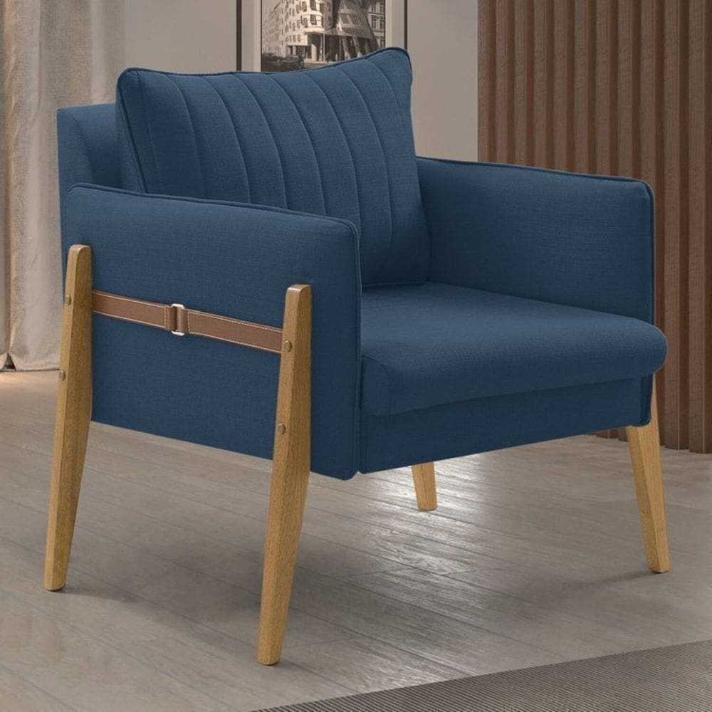 Kit 2 Poltronas Decorativa para Sala de Estar Orion Azul Marinho/Azul Marinho