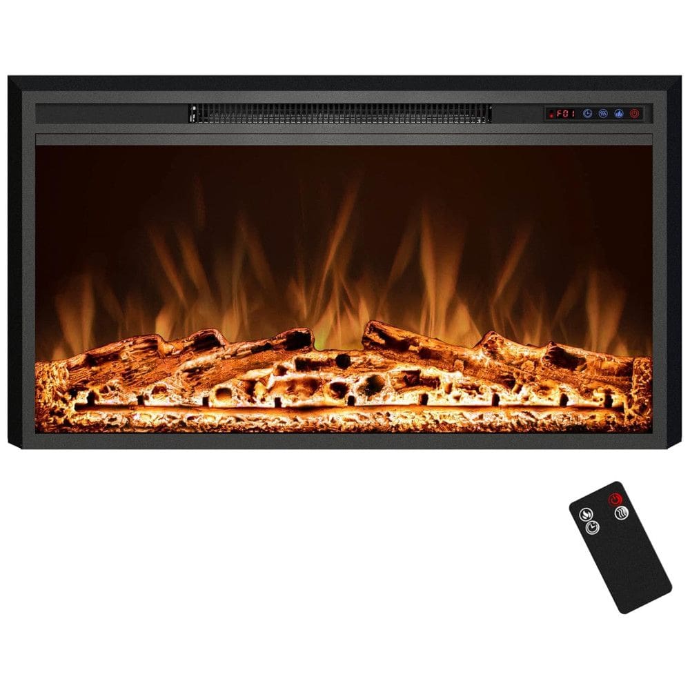 Lareira Elétrica de Embutir A69x127L cm com Controle Remoto, Cores de Chama Ajustáveis, Temporizador e Proteção Contra Superaquecimento,