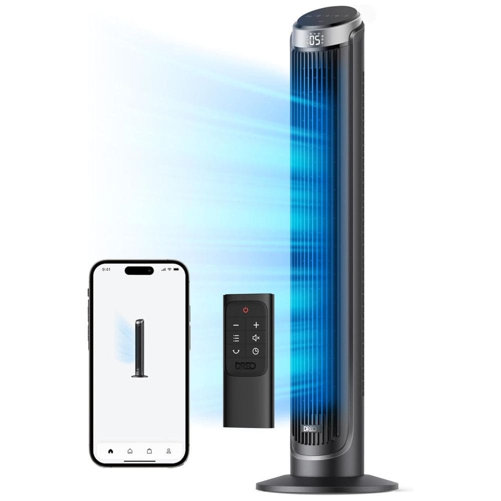 Ventilador de Torre, Estilo Clássico com Oscilação de 90°, 5 Velocidades, Distância Máxima do Ar 7 Metros, Temporizador de 12H, Controle