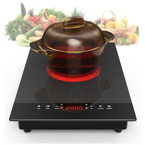 Cooktop Elétrico de Indução Portátil com Painel Digital, Queimador Único, 9 Níveis de Potência, Trava para Crianças, Temporizador e