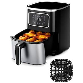 Air Fryer 6 em 1, 5.2L com Painel Digital, Cesta Antiaderente, Desligamento Automático e Lavável na Máquina de Lavar Louça, 110V 1350W,